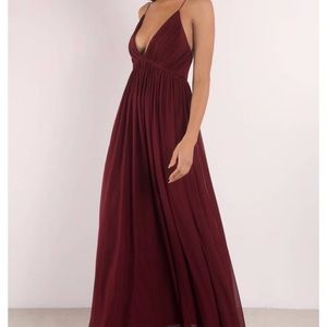 Wine red formal maxi dress